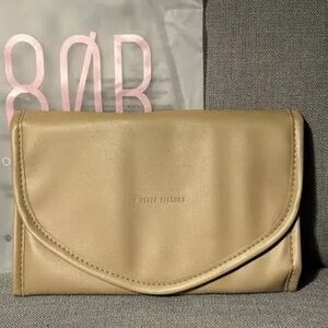 & Other reasons Tan faux Leather Foldover makeup organizer travel accessory